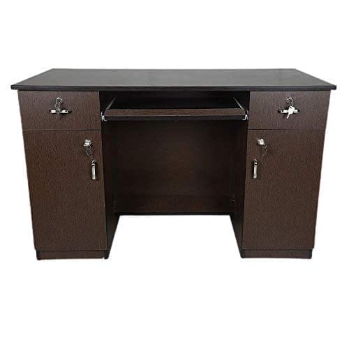 Home & Office Table / Study Table with Drawer and Shelves | Work from Home Table (Brown)