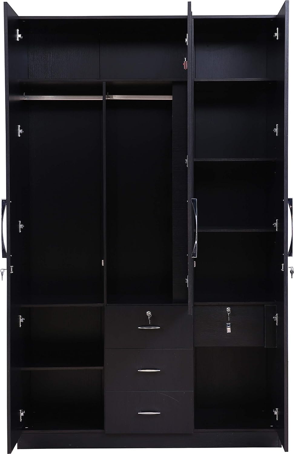 CASPIAN Furniture 3 Door Wardrobe for Bedroom with Super Utility. (Colour Rainforest Dark) Size 78 X 48 X 21