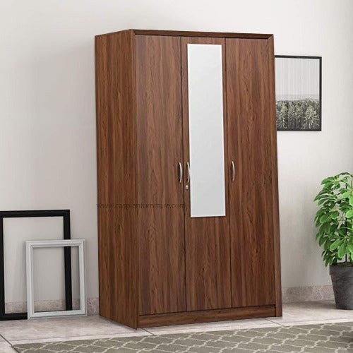Light Brown Colour 3 Door Wardrobe, Drawer, Shelves and Hanging Space for Clothes