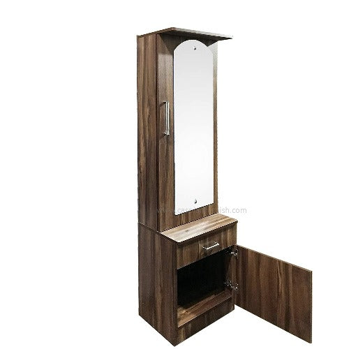 Engineered Wood Dressing Table with Mirror Shelves and Storage Cabinet and LED Light