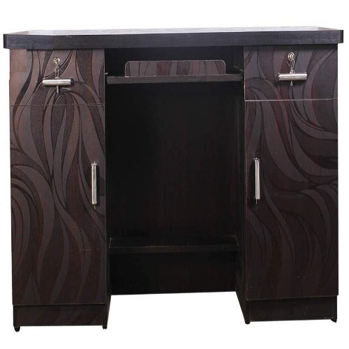 Home & Office Table/Study Table with Drawer and Shelves | Work from Home Table (Black Texture)