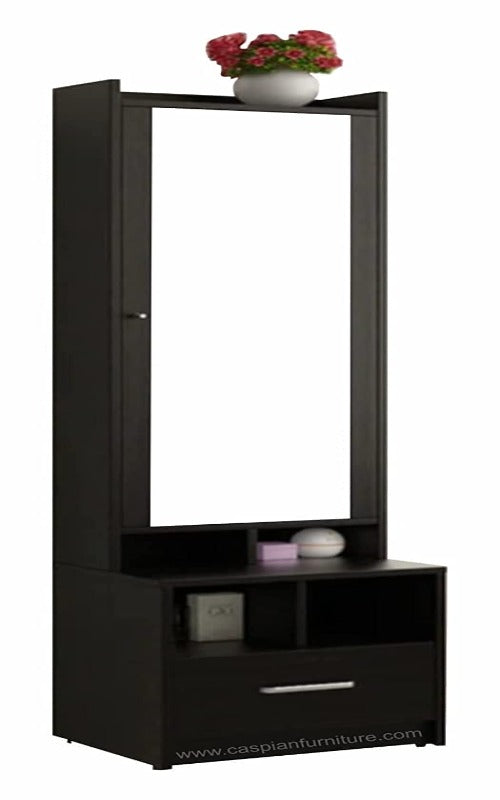 Coffee Brown Engineered Wood Dressing Table with Drawer and Shelves