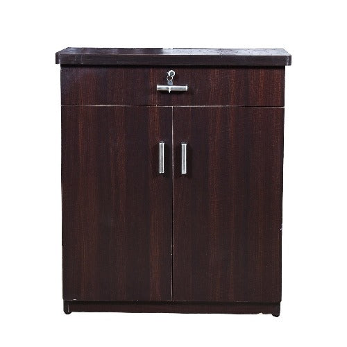 Wooden Furnish Leaf Textured 2 Door Shoe Cabinet
