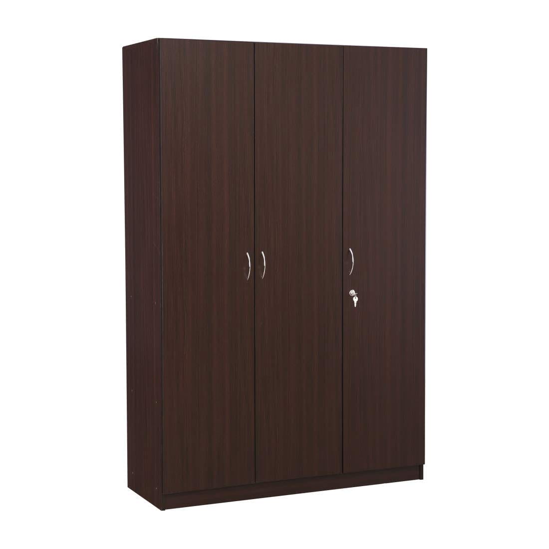 Walnut Colour 3 Door Wardrobe, Shelves and Hanging Space for Clothes | Wardrobe for Clothes | Cupboard | Almirah | Engineered Wooden Cupboard | Home Storage