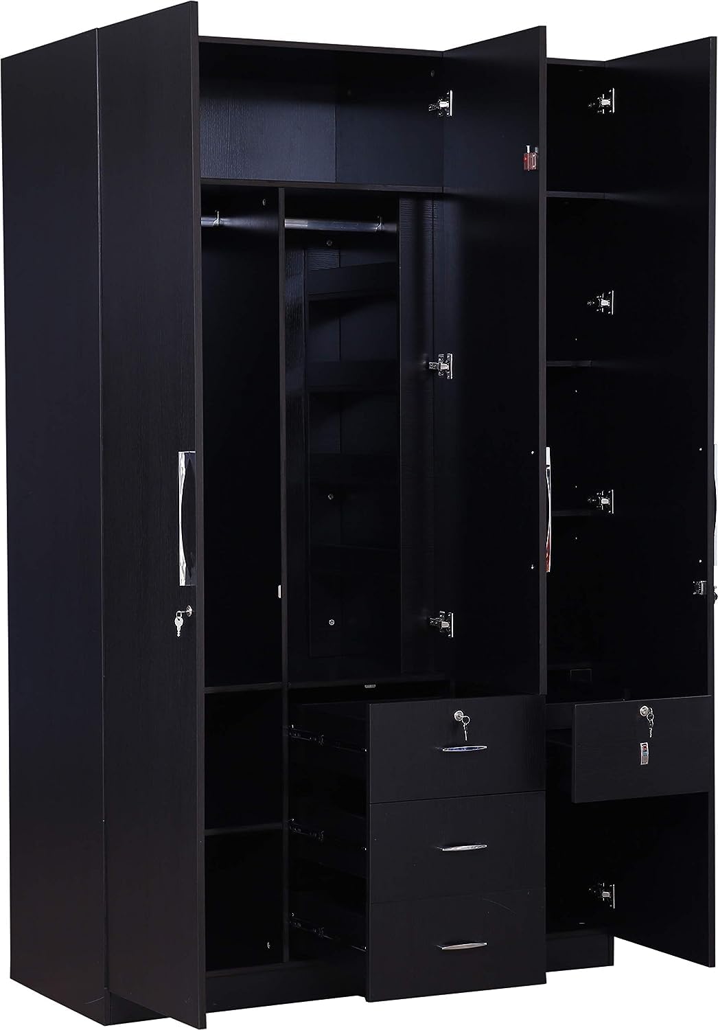 CASPIAN Furniture 3 Door Wardrobe for Bedroom with Super Utility. (Colour Rainforest Dark) Size 78 X 48 X 21