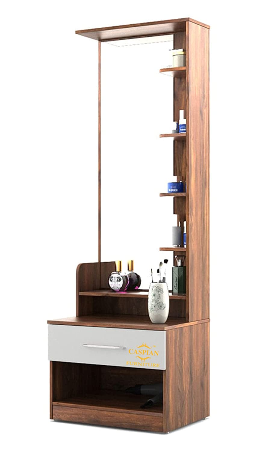 Dressing Table with Shelves and Drawer || Make up Table|| Organizer for Room Engineered Wood Dressing Table (Walnut Brown & White)