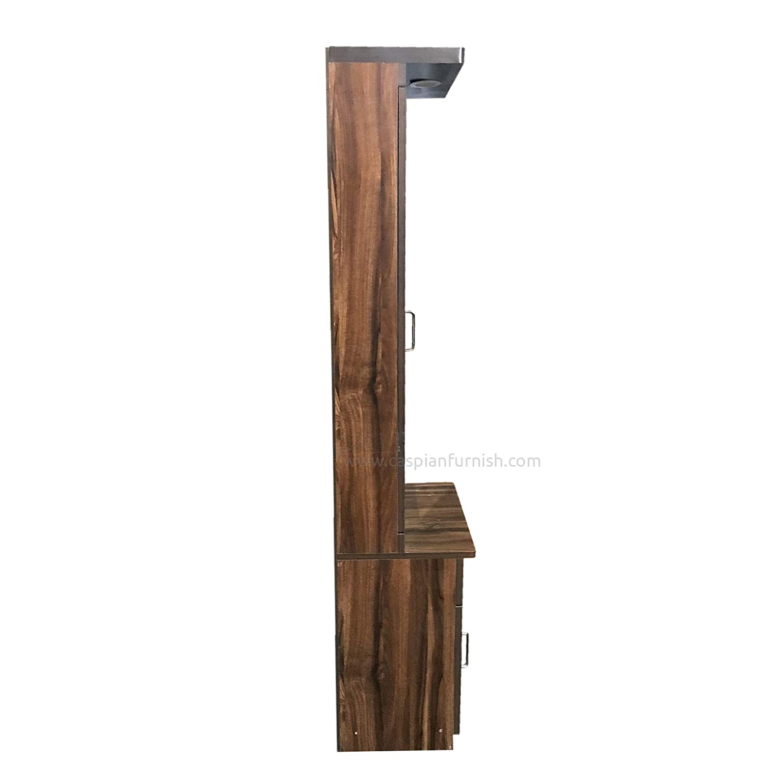 Engineered Wood Dressing Table with Mirror Shelves and Storage Cabinet and LED Light