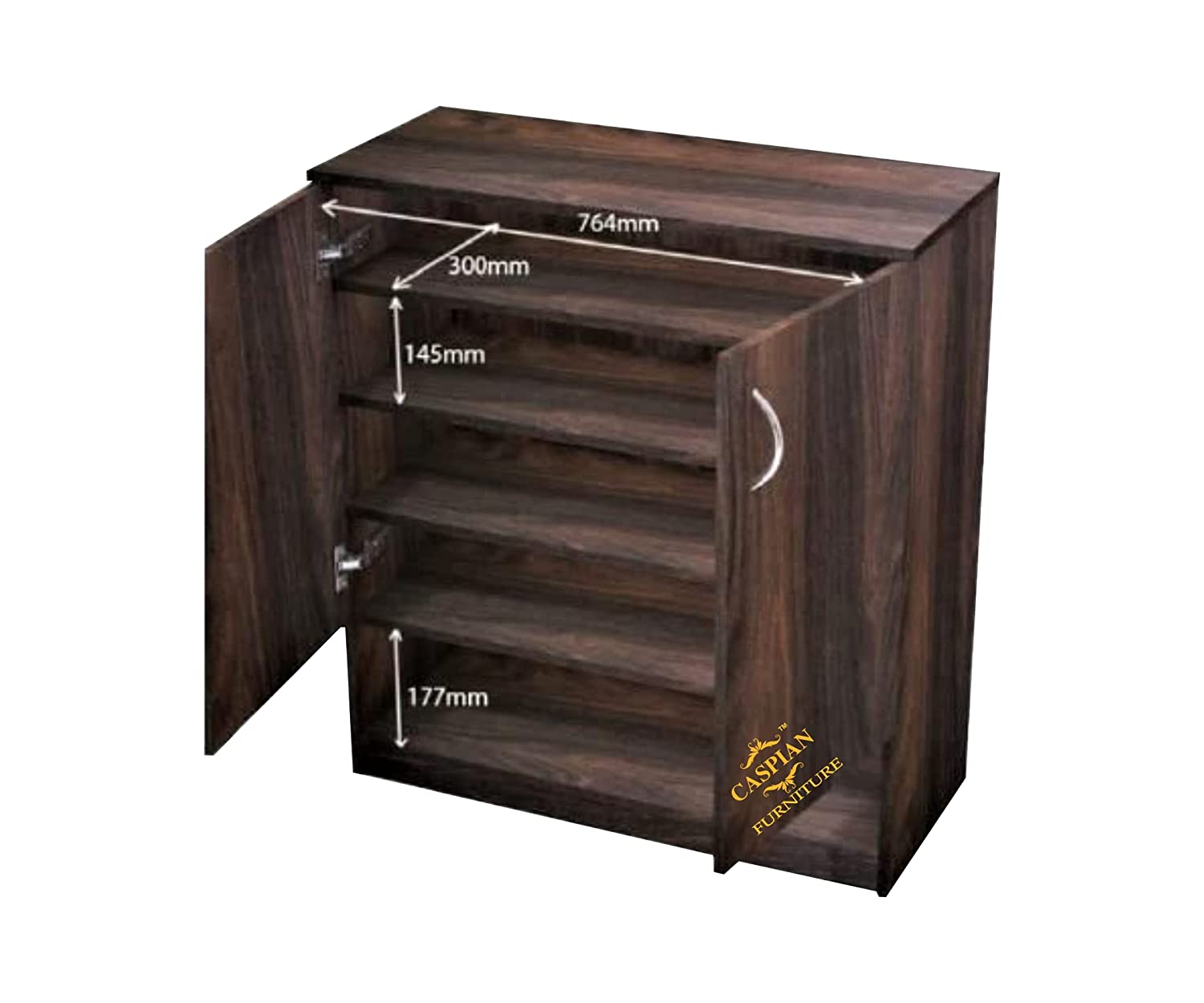Engineered Wood 4 Tier Shelf in Wood Finish| Shoe Cabinet | Hall Way Furniture | Outdoor Cabinet with Lock | Size 30 x 24 inches