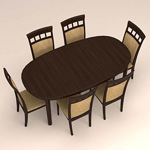 Oval Dinning Set with 6 Seater High Back Cushioned Chair