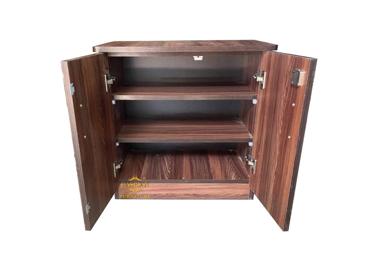 Engineered Wood 3 Tier Shelf in Streak Textured Finish | Shoe Cabinet | Hall Way Furniture | Outdoor Cabinet with Lock | Size 24 x 24 inches