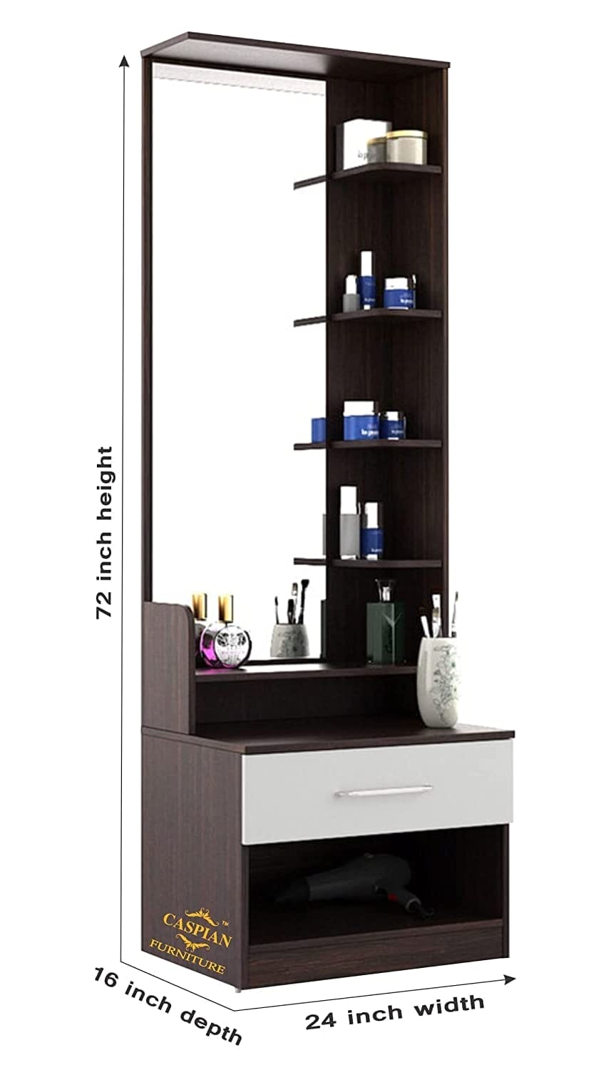 Dressing Table with Shelves and Drawer || Make up Table|| Organizer for Room Engineered Wood Dressing Table (Coffee Black & White)