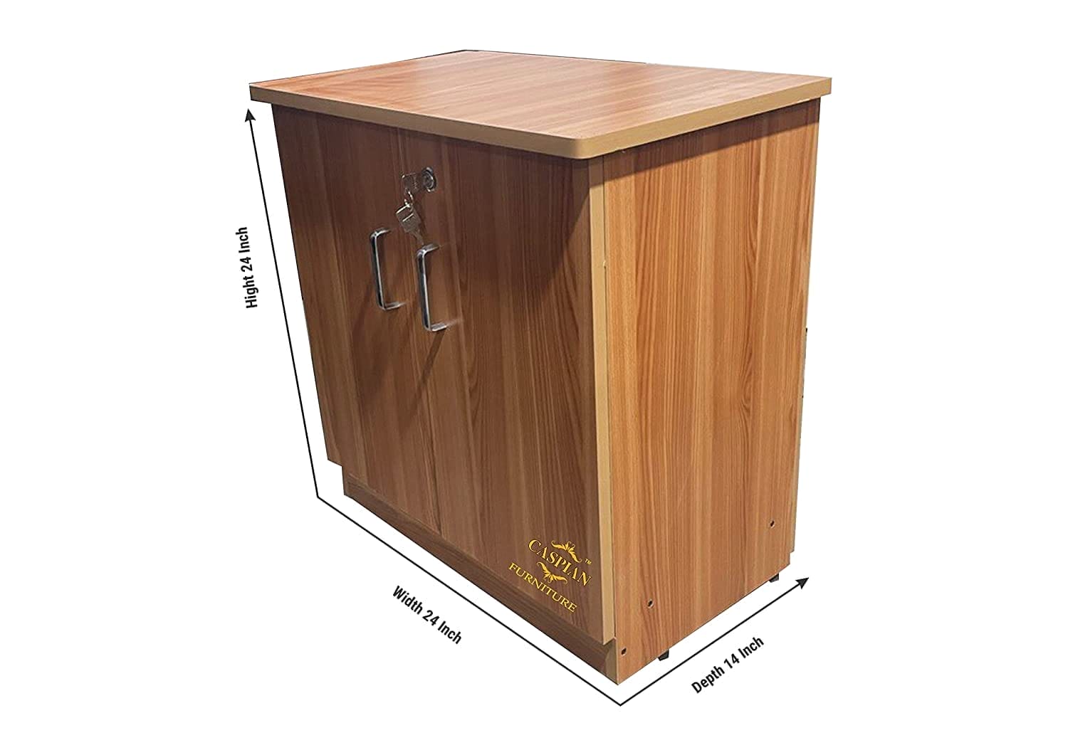 Engineered Wood 3 Tier Shelf in Mogany Finish| Shoe Cabinet | Hall Way Furniture | Outdoor Cabinet with Lock | Size 24 x 24 inches