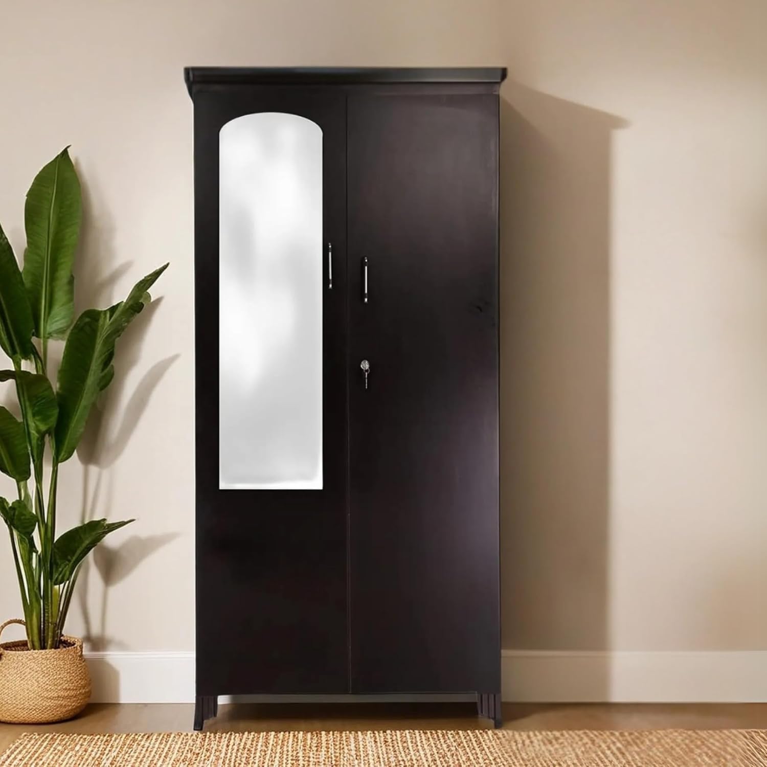 Engineered Wooden Wardrobe with Storage & Hanging Space for Clothes -Home Furniture Storage Engineered Wood 2 Door Wardrobe