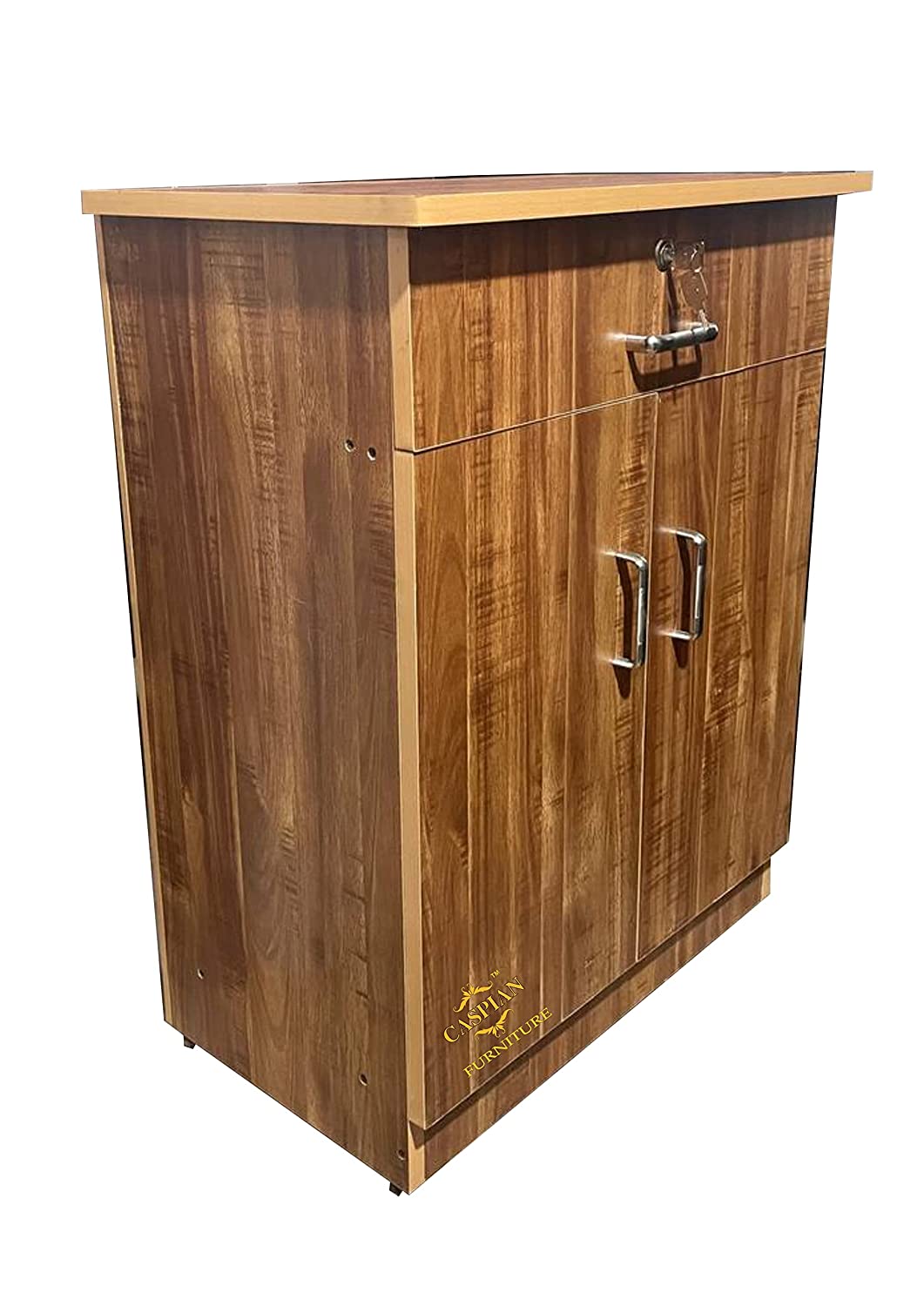 Engineered Wood 4 Tier Shelf in Mogany Finish| Shoe Cabinet | Hall Way Furniture | Outdoor Cabinet with Lock | Size 30 x 24 inches