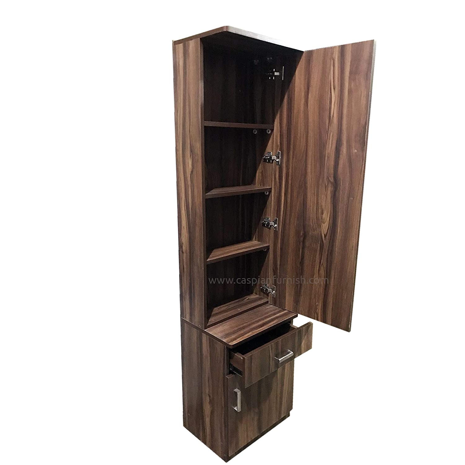 Engineered Wood Dressing Table with Mirror Shelves and Storage Cabinet and LED Light