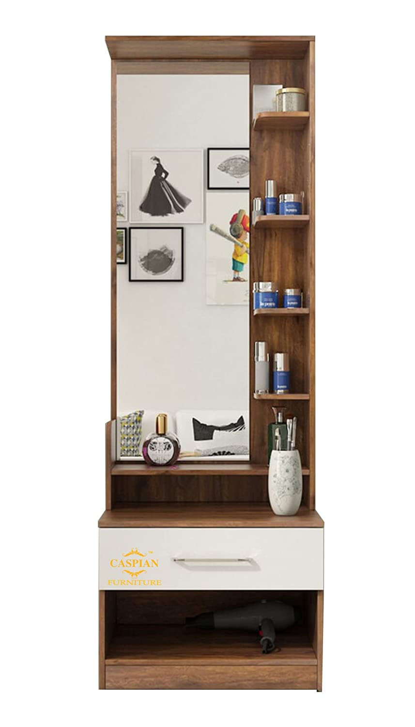 Dressing Table with Shelves and Drawer || Make up Table|| Organizer for Room Engineered Wood Dressing Table (Walnut Brown & White)