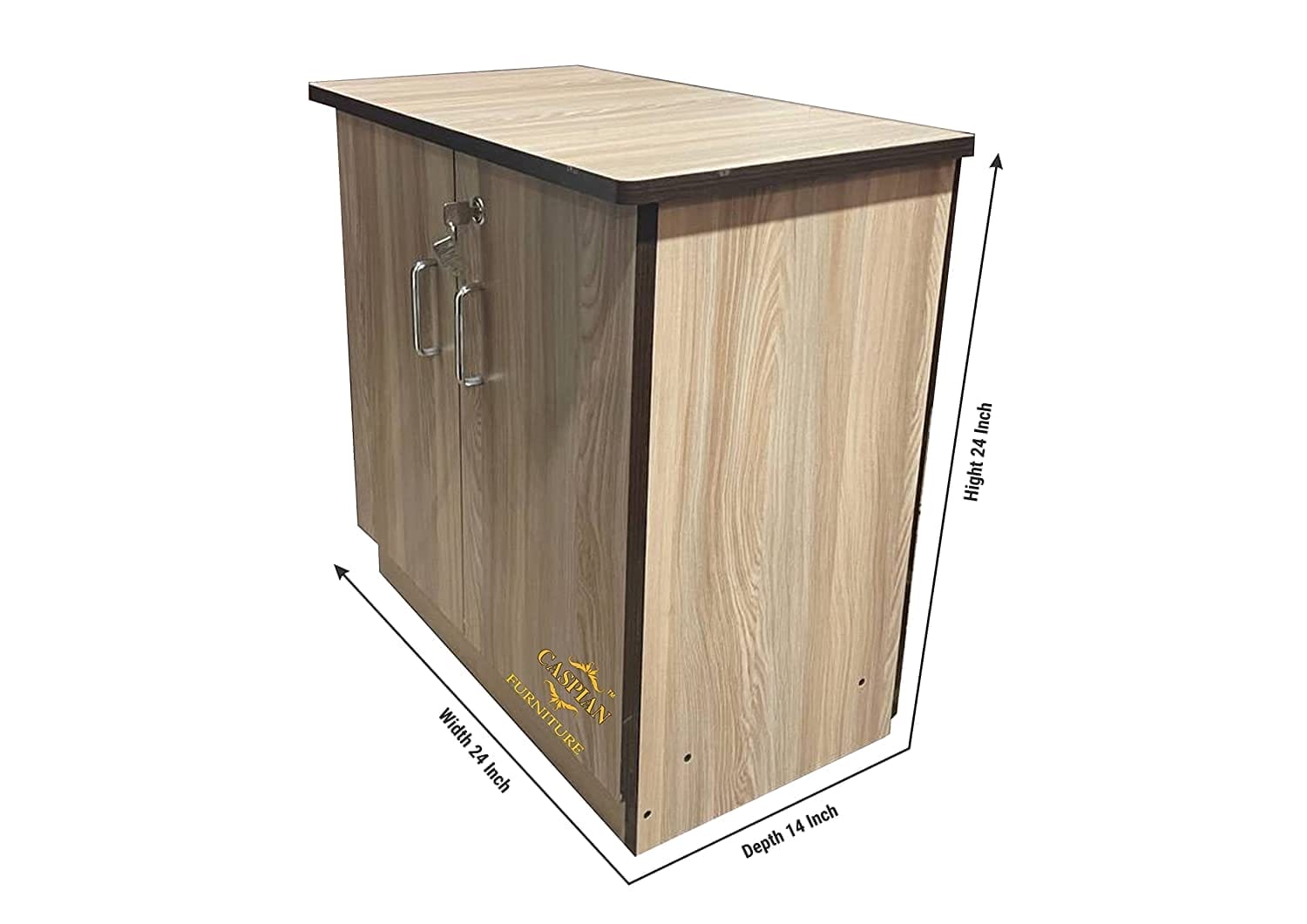 Engineered Wood 3 Tier Shoe Rack in Siam Teak Finish| Shoe Cabinet | Hall Way Furniture | Outdoor Cabinet with Lock | Size 24 x 24 inches