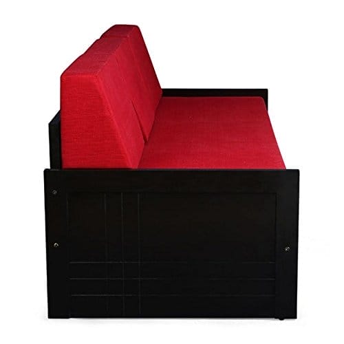 Square Textured Sofa Cum Bed (Red)
