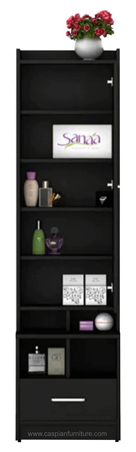 Coffee Brown Engineered Wood Dressing Table with Drawer and Shelves