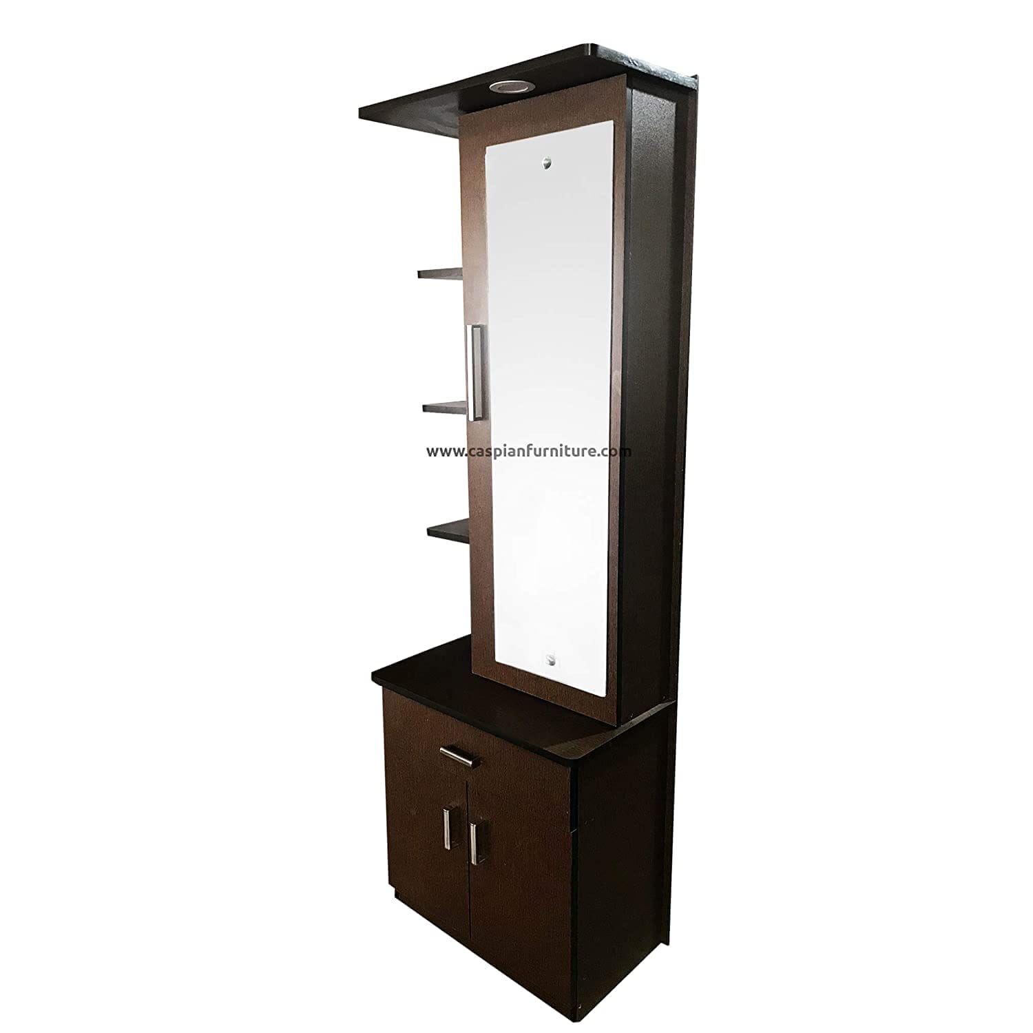 Engineered Wood Dressing Table with Mirror , Storage , Shelves , Drawer and LED Light (Brown Finish)
