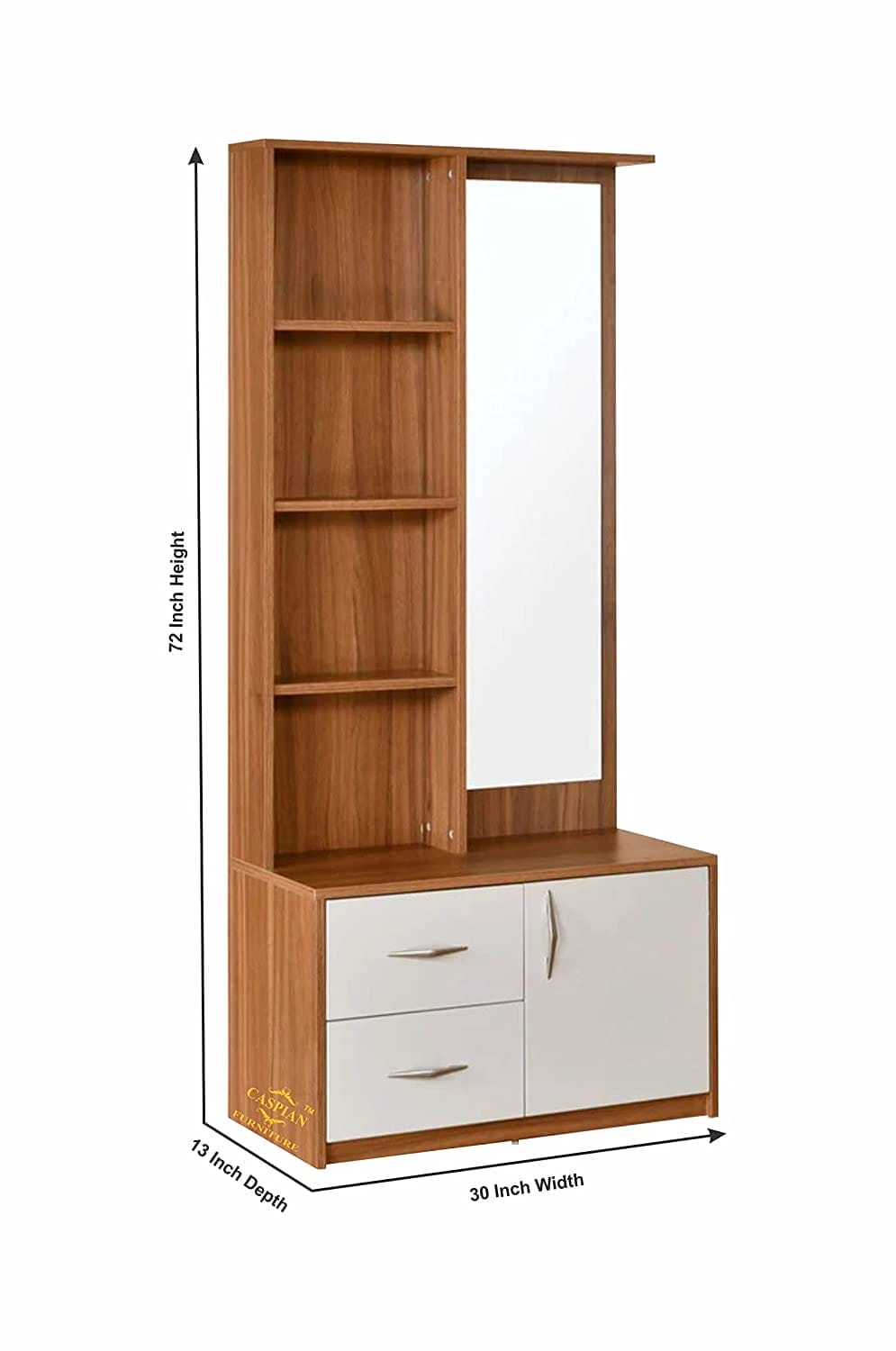 Engineered Wood Dressing Table with Mirror & 8 Shelves and 2 Drawer