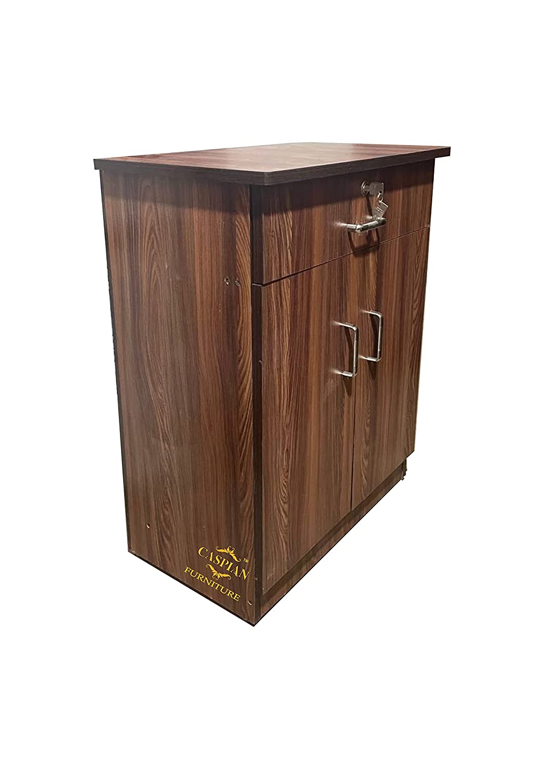 Engineered Wood 4 Tier Shelf in Streak Textured Finish | Shoe Cabinet | Hall Way Furniture | Outdoor Cabinet with Lock | Size 30 x 24 inches