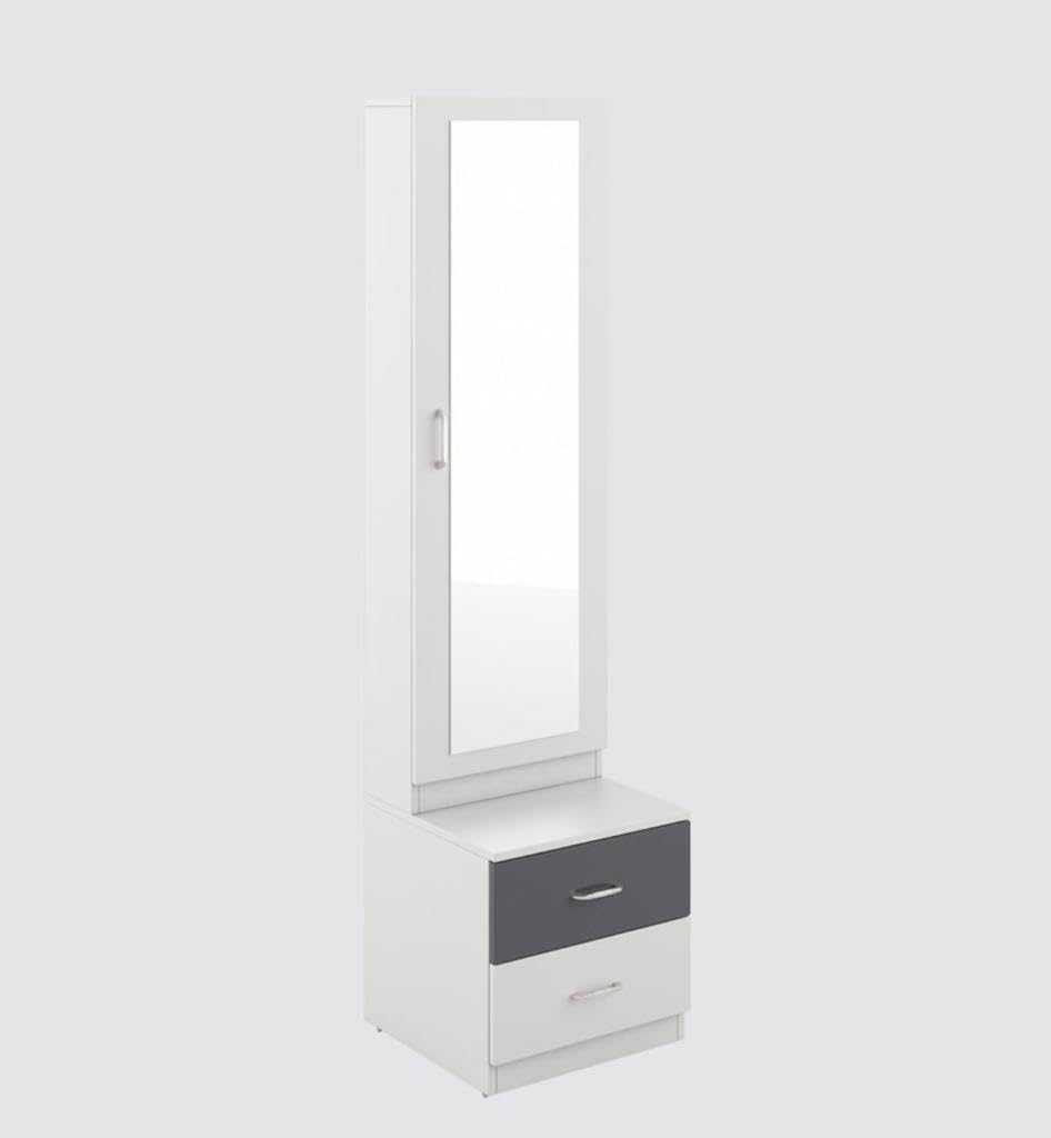 CASPIAN Furniture Frosty White and Elegant Grey Colour Dressing Table with Mirror,Shelves and Drawers || Makeup Table || Organizer for Room || Dressing Table