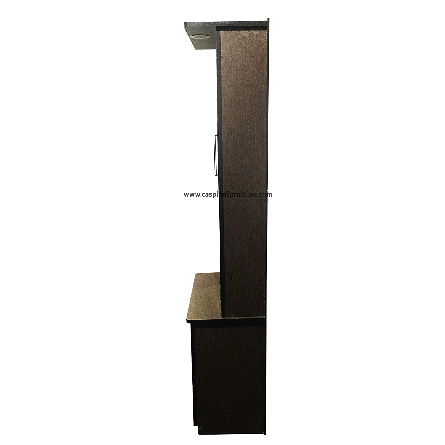 Engineered Wood Dressing Table with Mirror , Storage , Shelves , Drawer and LED Light (Brown Finish)