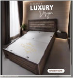 Caspian Furniture Queen Size bed with Storage for Bedroom || Living Room