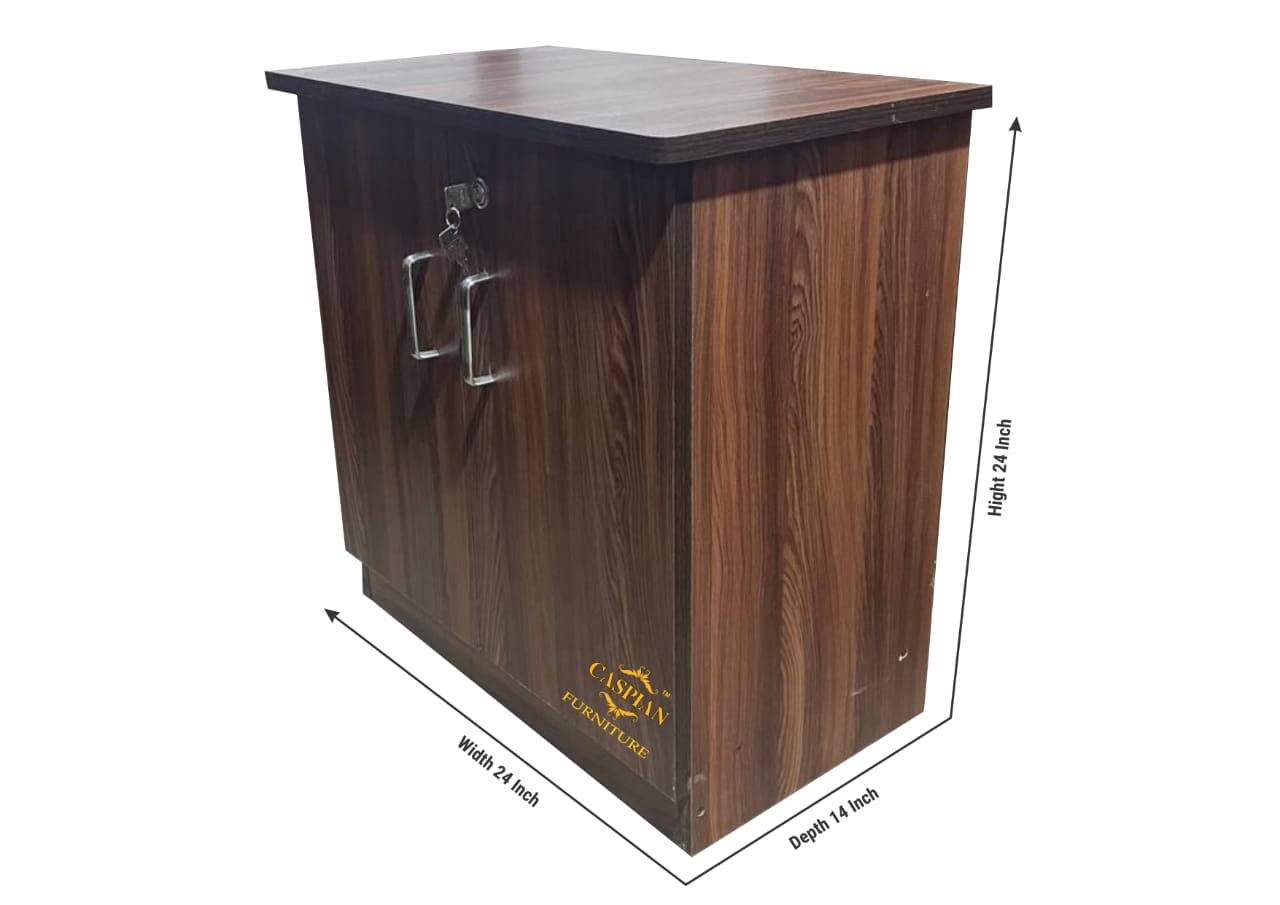 Engineered Wood 3 Tier Shelf in Streak Textured Finish | Shoe Cabinet | Hall Way Furniture | Outdoor Cabinet with Lock | Size 24 x 24 inches
