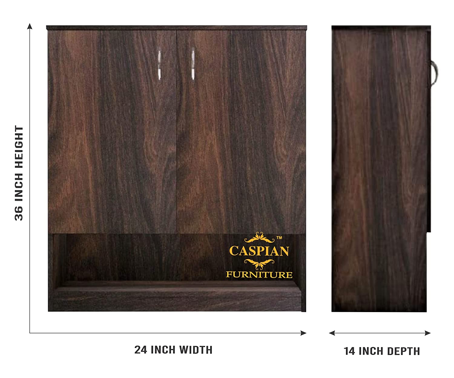 Engineered Wood 4 Tier Shelf in Wood Finish| Shoe Cabinet | Hall Way Furniture | Outdoor Cabinet with Lock | Size 30 x 24 inches