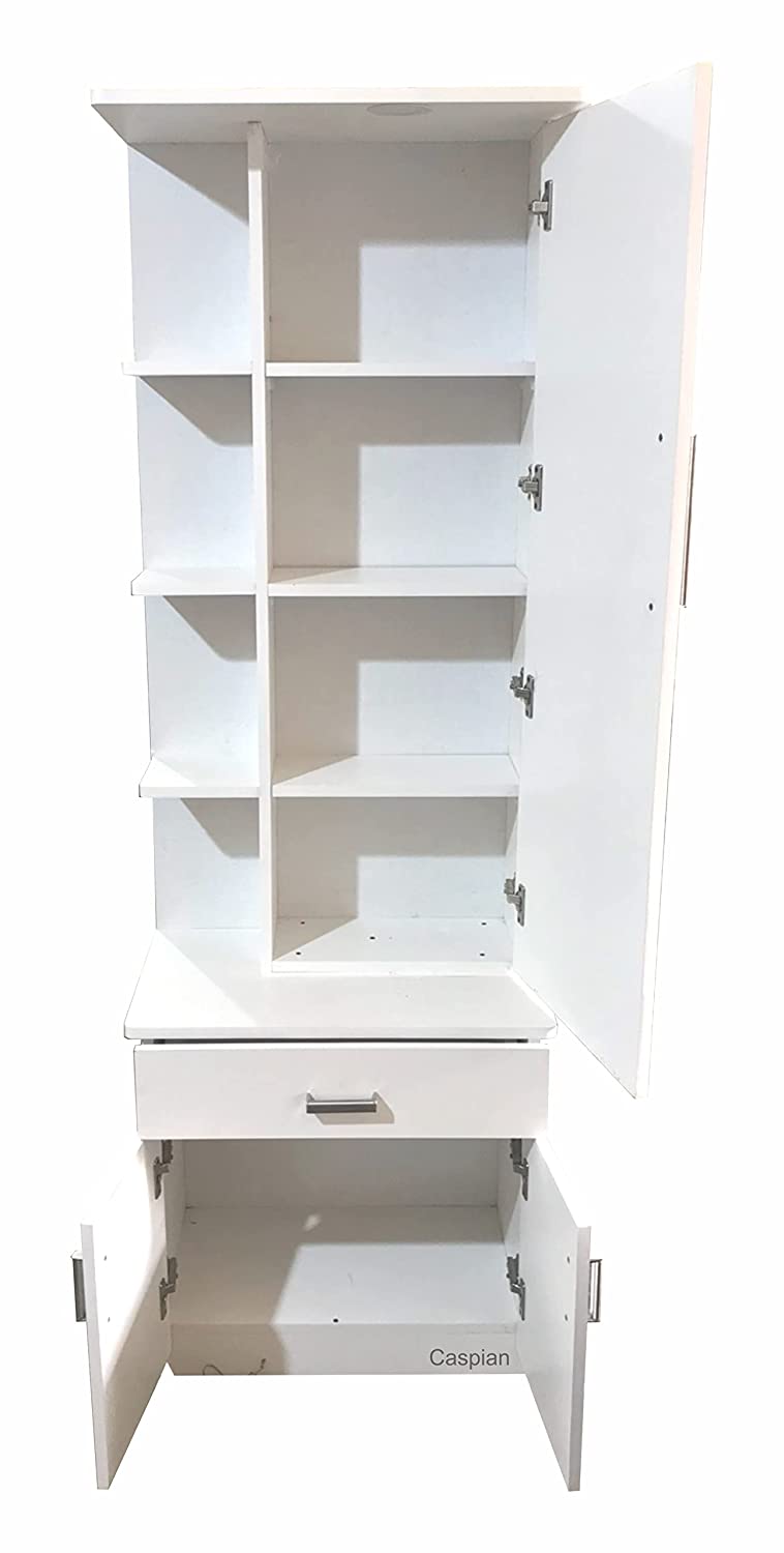 Engineered Wood Super White Colour Dressing Table with Mirror, Storage Shelves