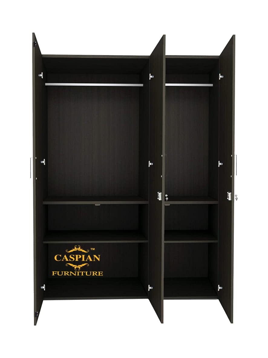 Almirah || Wooden Cupboard || Home Storage Cabinet Engineered Wood 3 Door Wardrobe (Finish Color - Coffee Black, Mirror Included, Pre-Assembled)