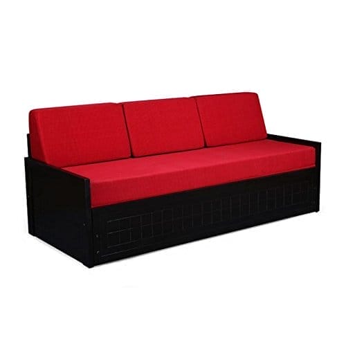 Square Textured Sofa Cum Bed (Red)