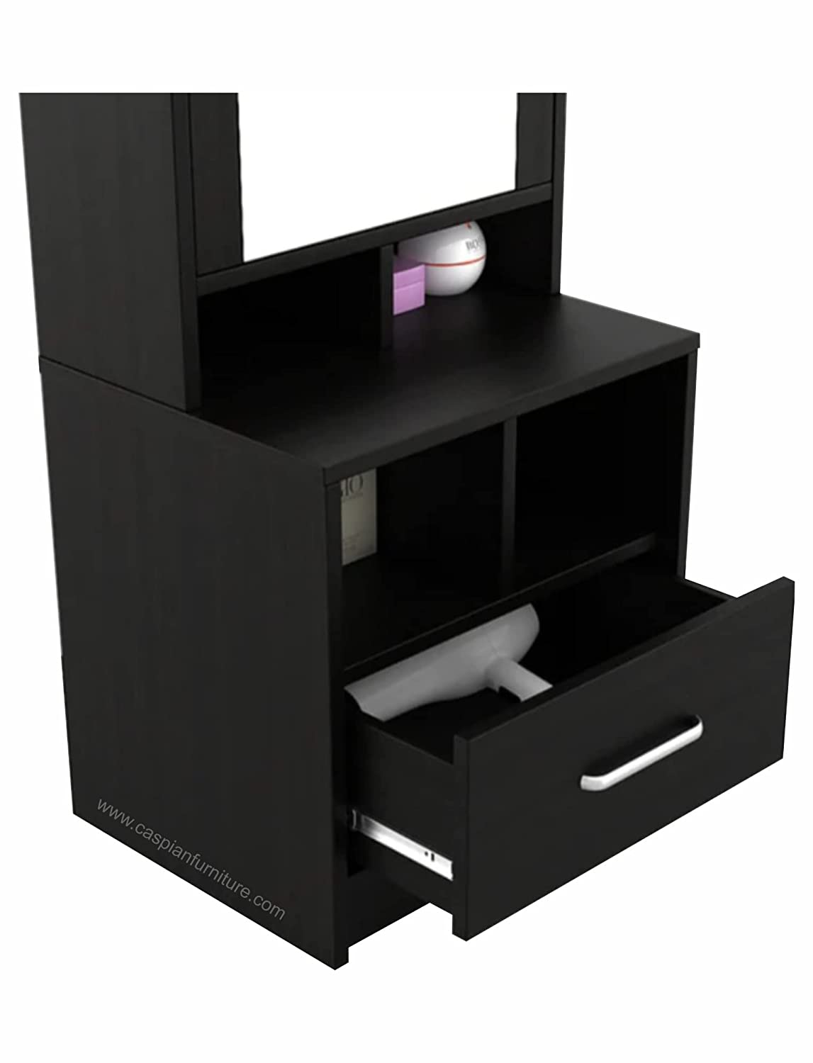 Coffee Brown Engineered Wood Dressing Table with Drawer and Shelves