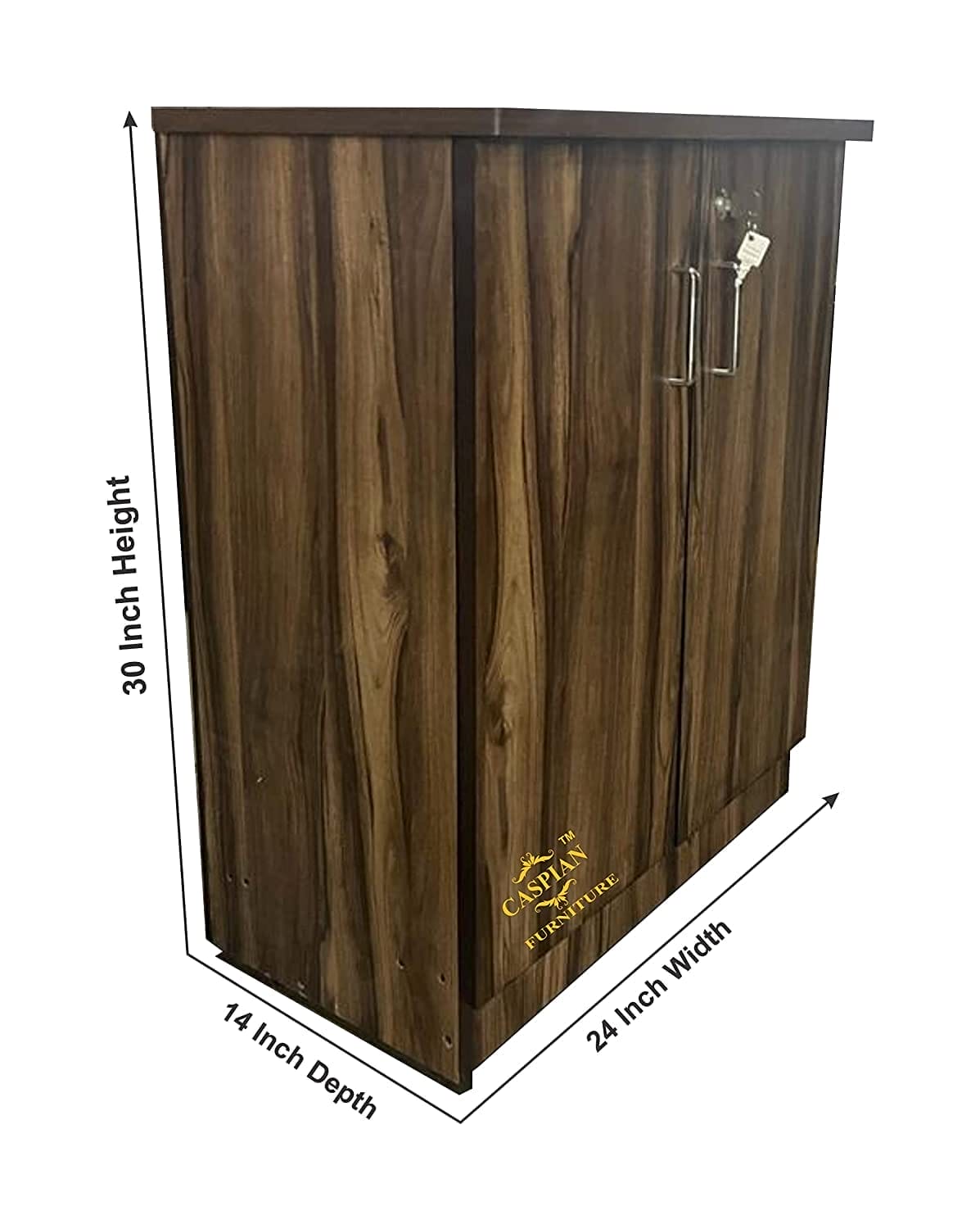 Engineered Wood Textured 2 Door Shoe Rack with 4 Shelves (Brown)