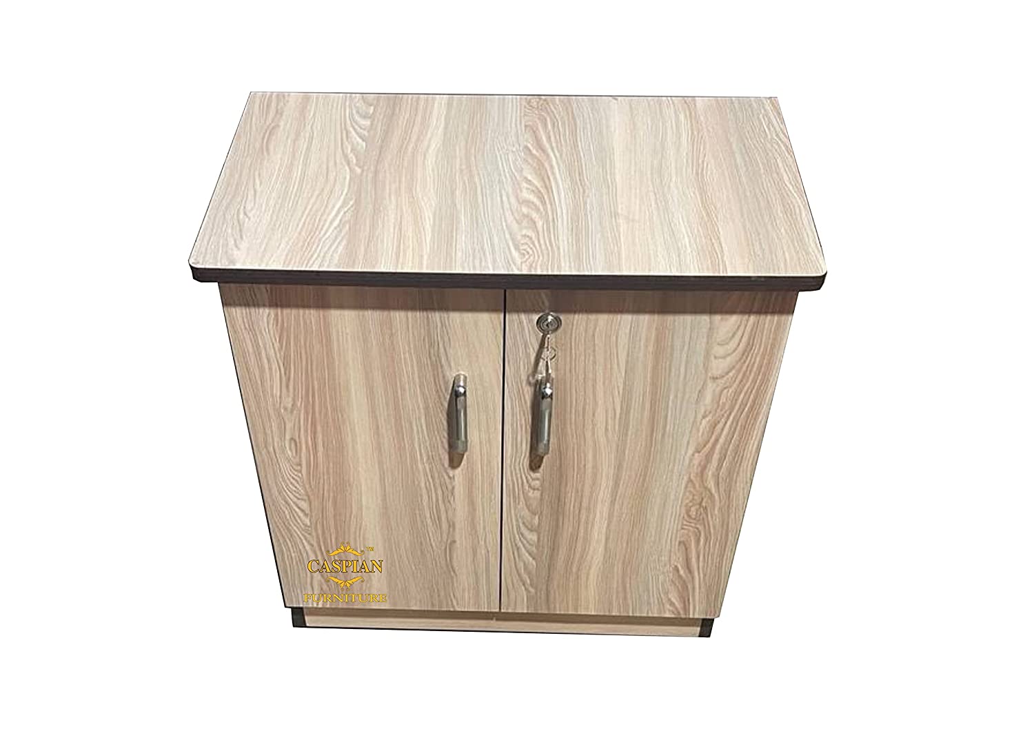 Engineered Wood 3 Tier Shoe Rack in Siam Teak Finish| Shoe Cabinet | Hall Way Furniture | Outdoor Cabinet with Lock | Size 24 x 24 inches