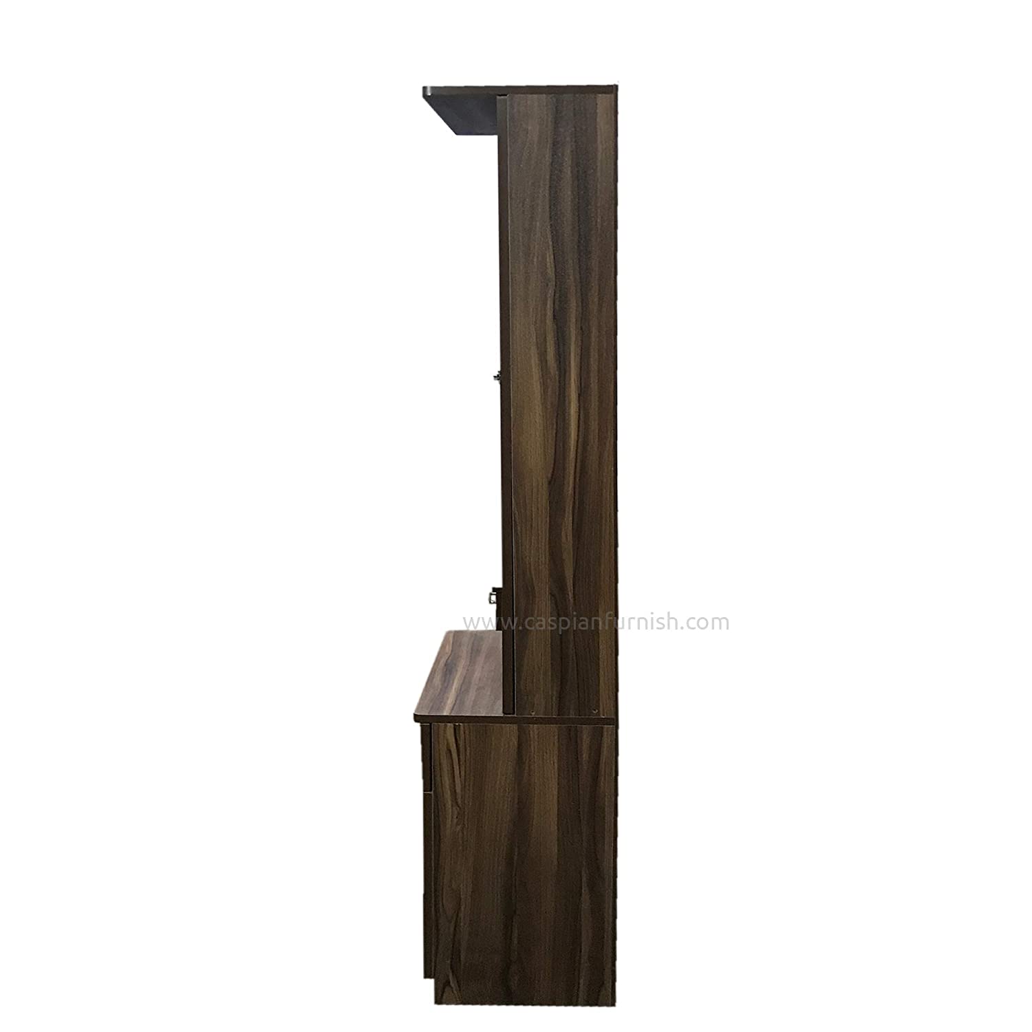 Engineered Wood Dressing Table with Mirror Shelves and Storage Cabinet and LED Light