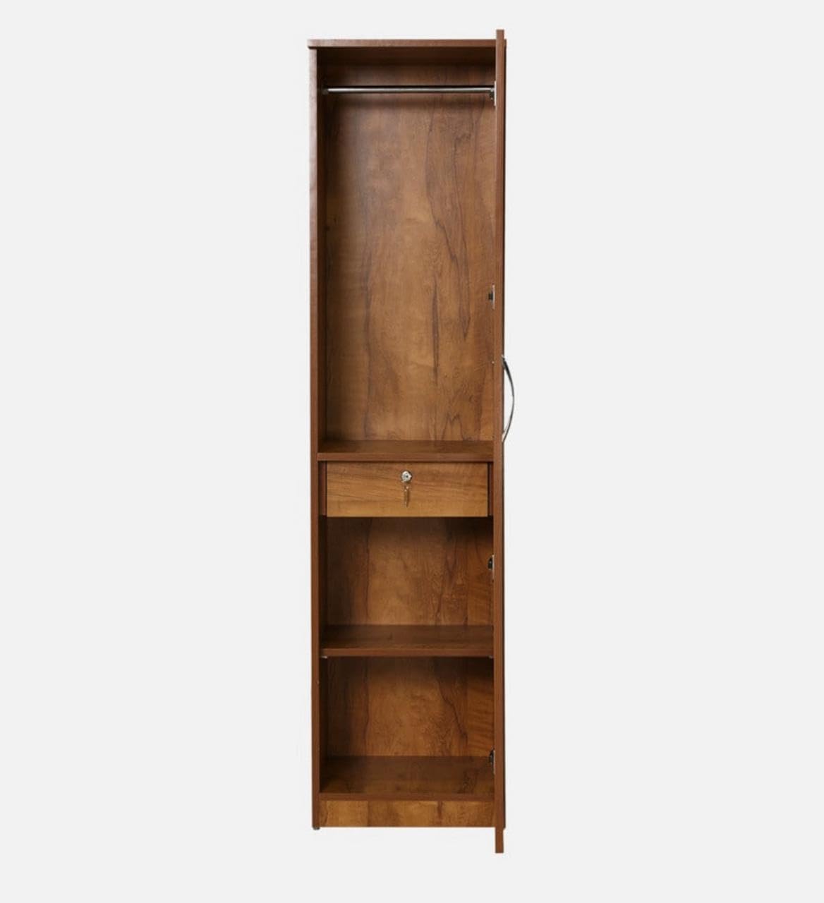CASPIAN Wardrobe | 1 Year Warranty | Wardrobe for Clothes, Almirah for Clothes, Cupboard, Almirah Wooden (1 Door) (Brazilian Teak