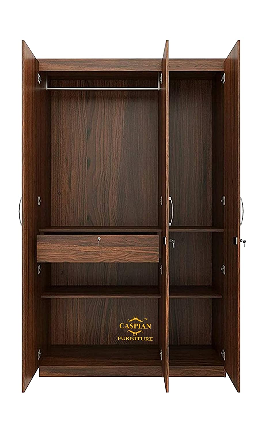 Almirah || Wooden Cupboard || Home Storage Cabinet Engineered Wood 3 Door Wardrobe (Finish Color - Walnut Brown, Pre-Assembled)