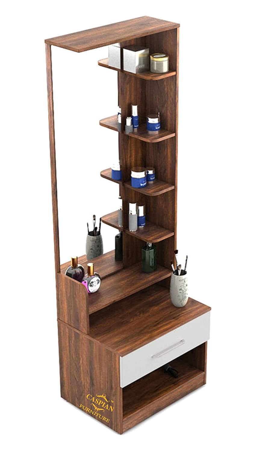 Dressing Table with Shelves and Drawer || Make up Table|| Organizer for Room Engineered Wood Dressing Table (Walnut Brown & White)