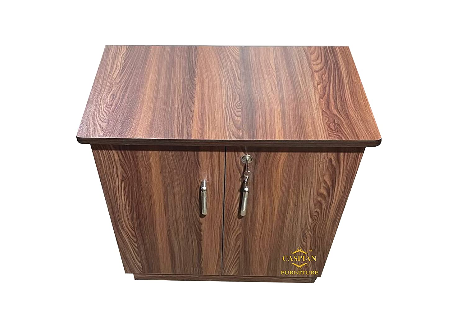 Engineered Wood 3 Tier Shelf in Streak Textured Finish | Shoe Cabinet | Hall Way Furniture | Outdoor Cabinet with Lock | Size 24 x 24 inches