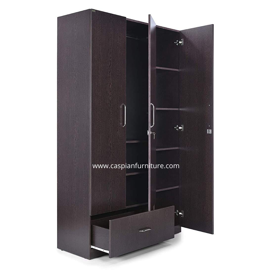 3 Door Wardobe with Hanging Space, Shelves and Drawer | 3 Door Wardrobe for Bedroom | 3 Door Wardrobe for Clothes