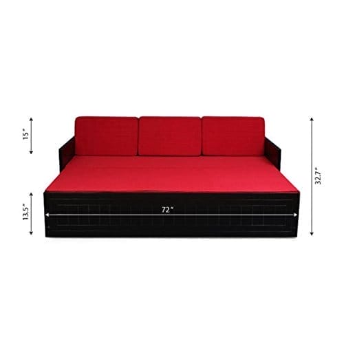 Square Textured Sofa Cum Bed (Red)