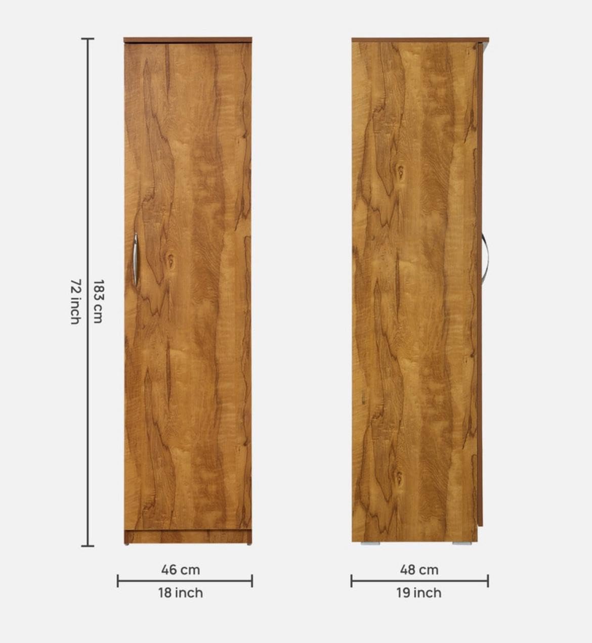CASPIAN Wardrobe | 1 Year Warranty | Wardrobe for Clothes, Almirah for Clothes, Cupboard, Almirah Wooden (1 Door) (Brazilian Teak