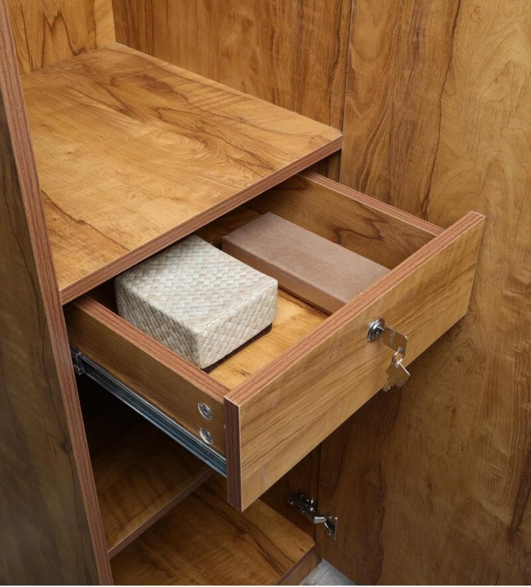 CASPIAN Wardrobe | 1 Year Warranty | Wardrobe for Clothes, Almirah for Clothes, Cupboard, Almirah Wooden (1 Door) (Brazilian Teak