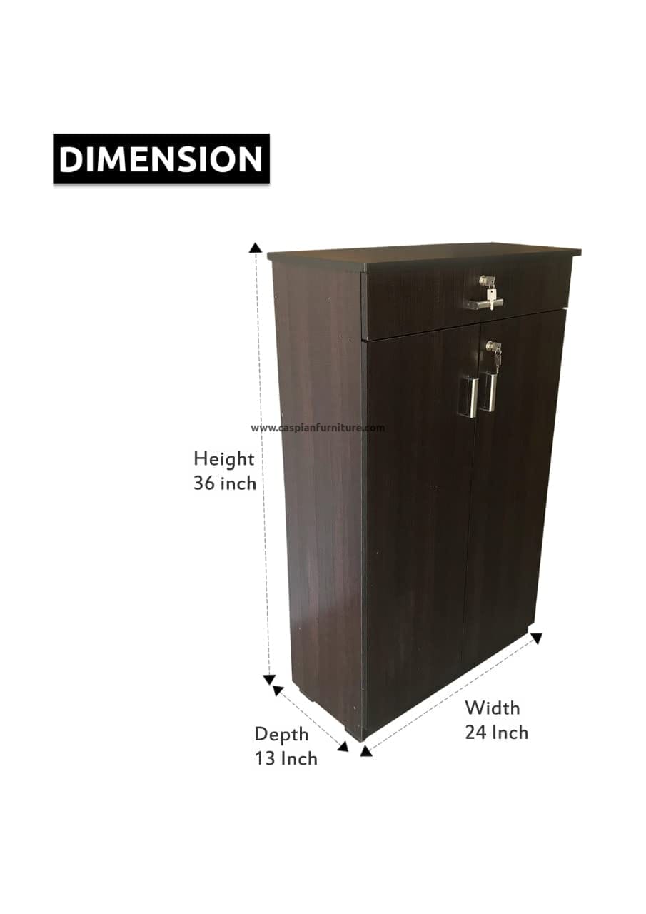 Drizzle 2 Door Shoe Rack with Drawer | Shoe Cabinet Wooden Home | Shoe Cupboard (Drizzle Texture)