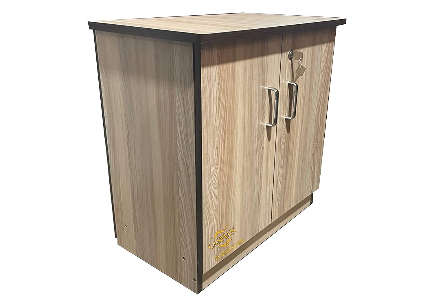 Engineered Wood 3 Tier Shoe Rack in Siam Teak Finish| Shoe Cabinet | Hall Way Furniture | Outdoor Cabinet with Lock | Size 24 x 24 inches