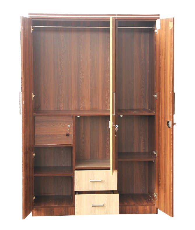 Designer Three Door Without Mirror Wardrobe