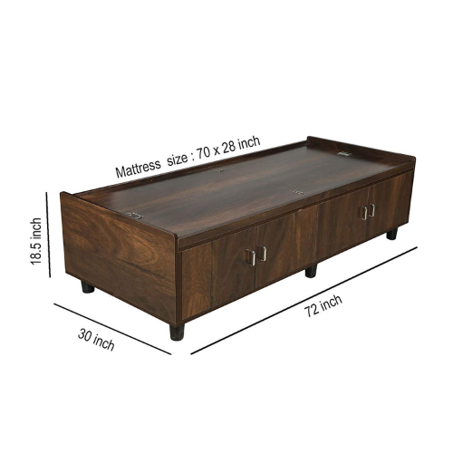 Caspian Furniture Single Bed/Diwan (Jungle Wood Finish , Brown)